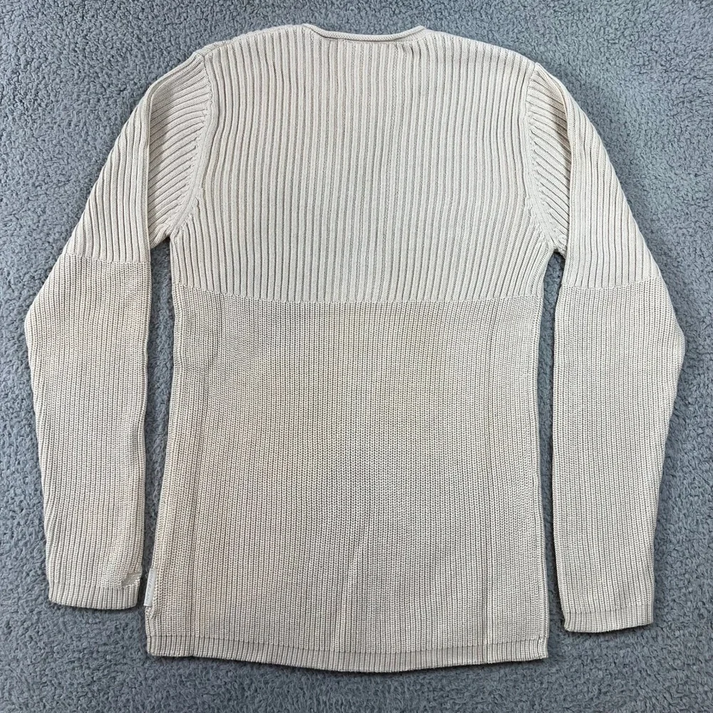DKNY Jeans Men's Beige Ribbed Crew‎ Neck Long Sleeve Sweater Size M VTG NWT
